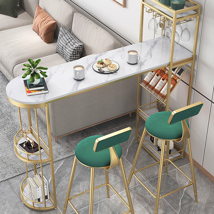 Iron Storage Base Bar Table Modern Free Form Bar Table with Wine Glass Holders