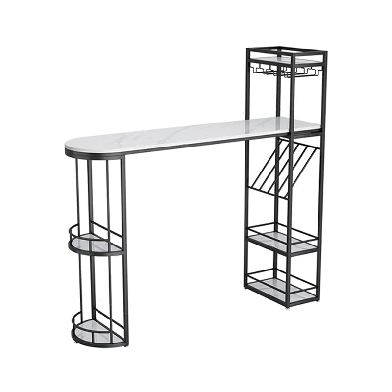 Iron Storage Base Bar Table Modern Free Form Bar Table with Wine Glass Holders