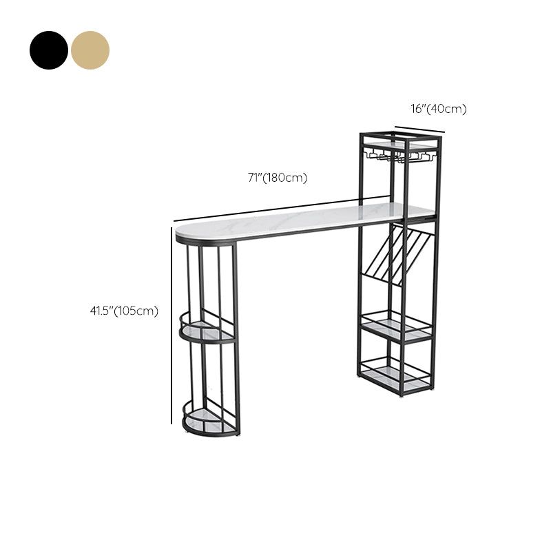 Iron Storage Base Bar Table Modern Free Form Bar Table with Wine Glass Holders