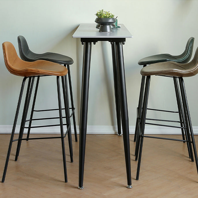 Industrial Rectangle Bar Dining Table Stone Top Bar Table with 4 Legs