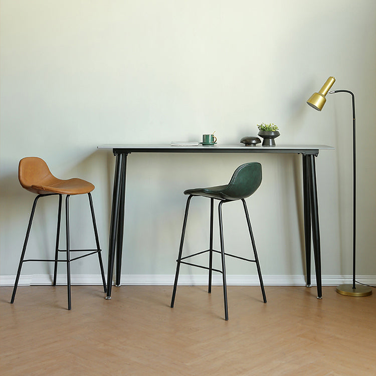 Industrial Rectangle Bar Dining Table Stone Top Bar Table with 4 Legs