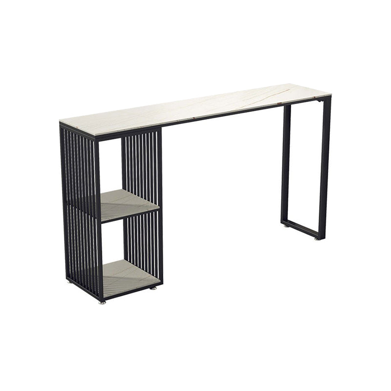 Industrial Stone Top Bar Dining Table Rectangle Bar Table with Storage Base