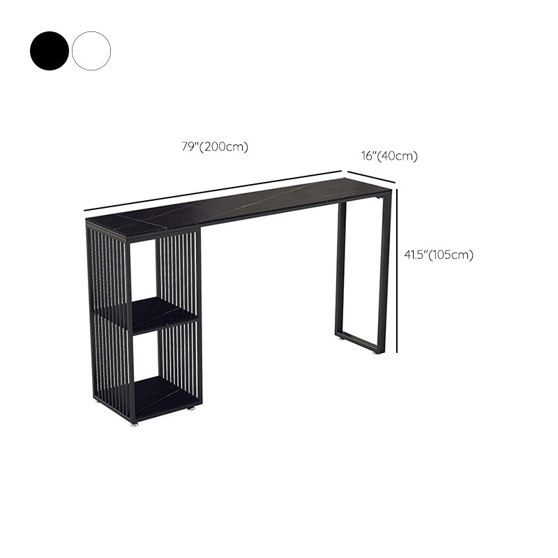 Industrial Stone Top Bar Dining Table Rectangle Bar Table with Storage Base