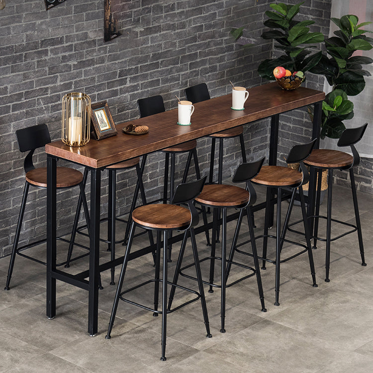 Industrial Rectangle Bar Height Table Solid Wood Bar Table with Trestle Base
