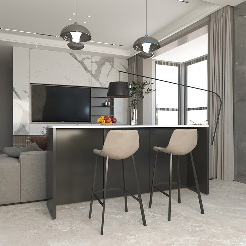 Industrial Style Bar Table Rectangle Stone Fixed Bistro Bar Desk for Indoor