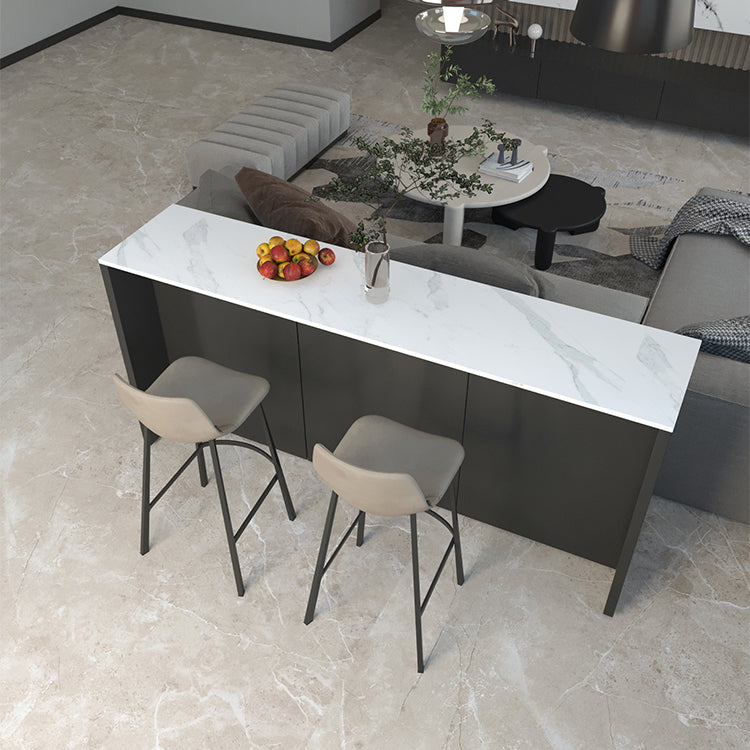 Industrial Style Bar Table Rectangle Stone Fixed Bistro Bar Desk for Indoor