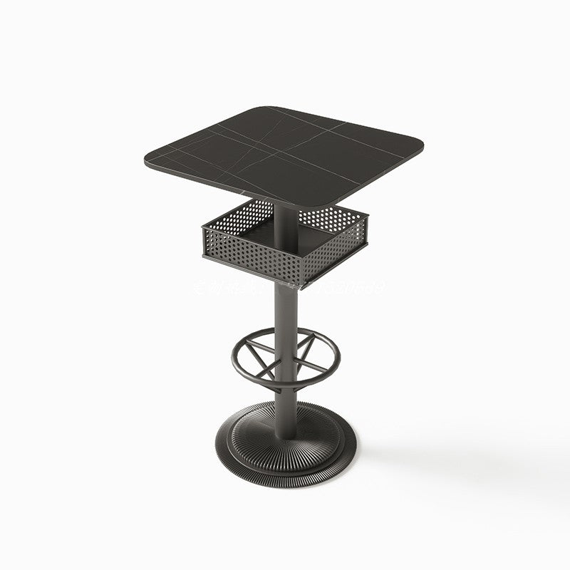 Industrial Style Bar Wine Table Black Color Bar Dining Table with Storage