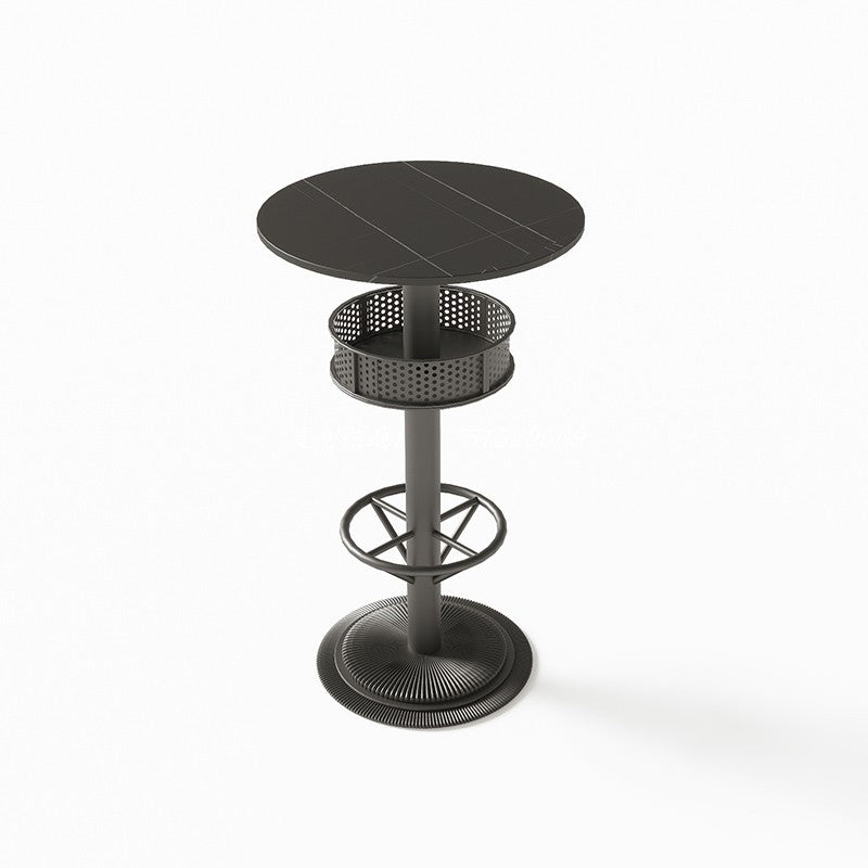 Industrial Style Bar Wine Table Black Color Bar Dining Table with Storage