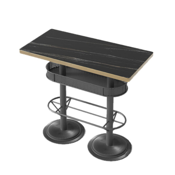 Industrial Style Bar Wine Table Black Color Bar Dining Table with Storage