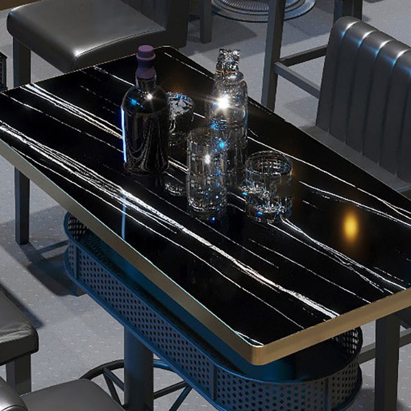 Industrial Style Bar Wine Table Black Color Bar Dining Table with Storage