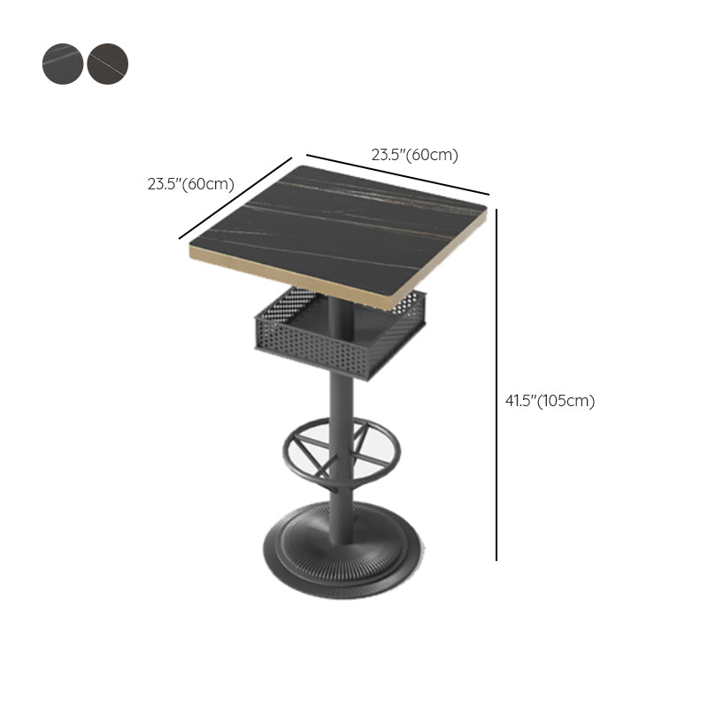 Industrial Style Bar Wine Table Black Color Bar Dining Table with Storage