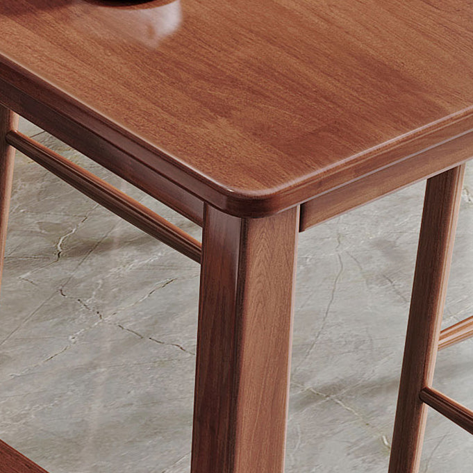 Modern Style Rectangle Bar Table Solid Wood Fixed Bistro Bar Desk for Living Room