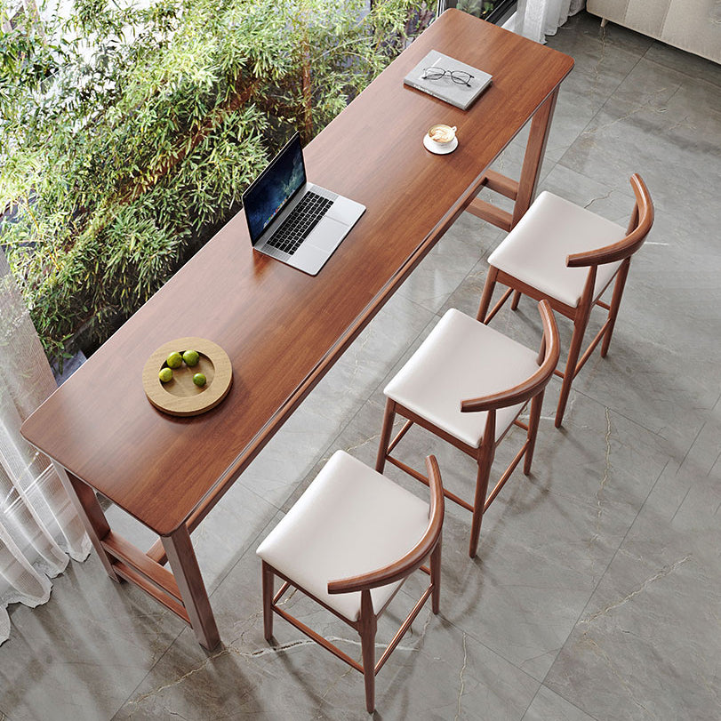 Modern Style Rectangle Bar Table Solid Wood Fixed Bistro Bar Desk for Living Room