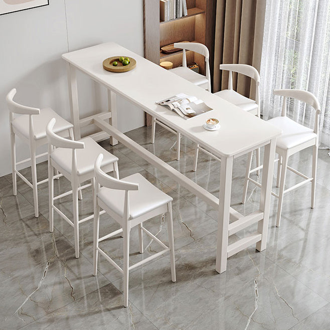 Modern Style Rectangle Bar Table Solid Wood Fixed Bistro Bar Desk for Living Room