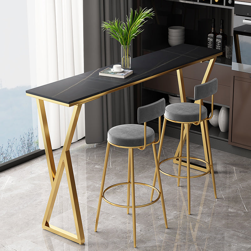 Glam Style Bar Table Rectangle Stone Bar Dining Table for Home
