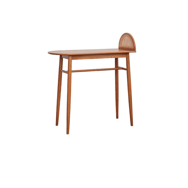 Modern Solid Wood Bar Table Set 1/2/3 Pcs Oval Bar Table and Stools in Brown