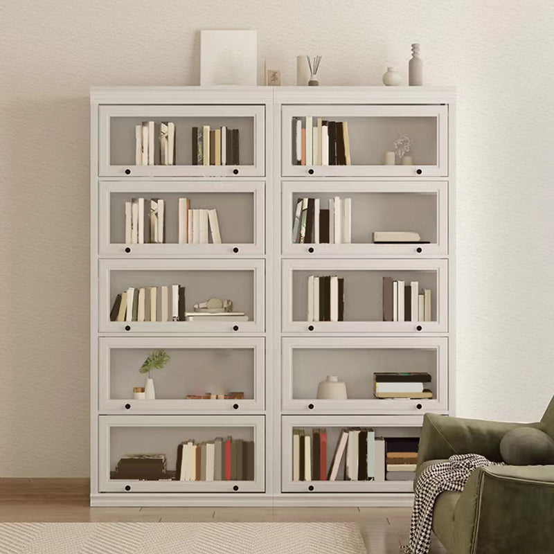 Modern Closed Back Standard Bookshelf Wooden Bookcase in White for Study Room