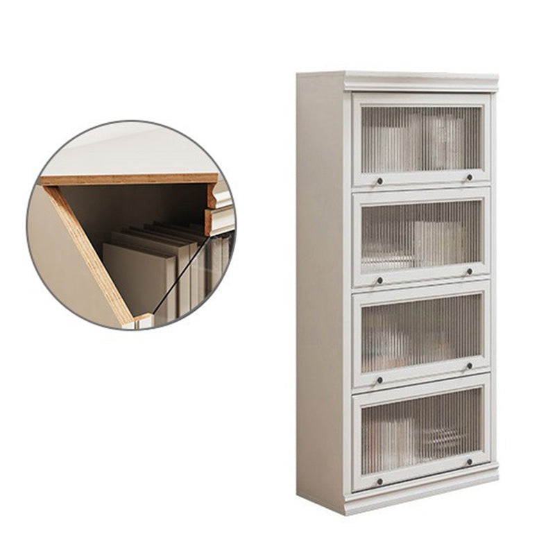 Modern Closed Back Standard Bookshelf Wooden Bookcase in White for Study Room