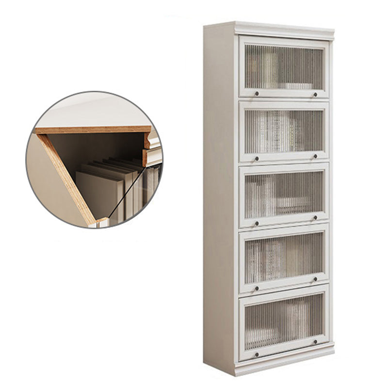 Modern Closed Back Standard Bookshelf Wooden Bookcase in White for Study Room