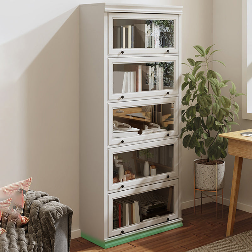 Modern Closed Back Standard Bookshelf Wooden Bookcase in White for Study Room