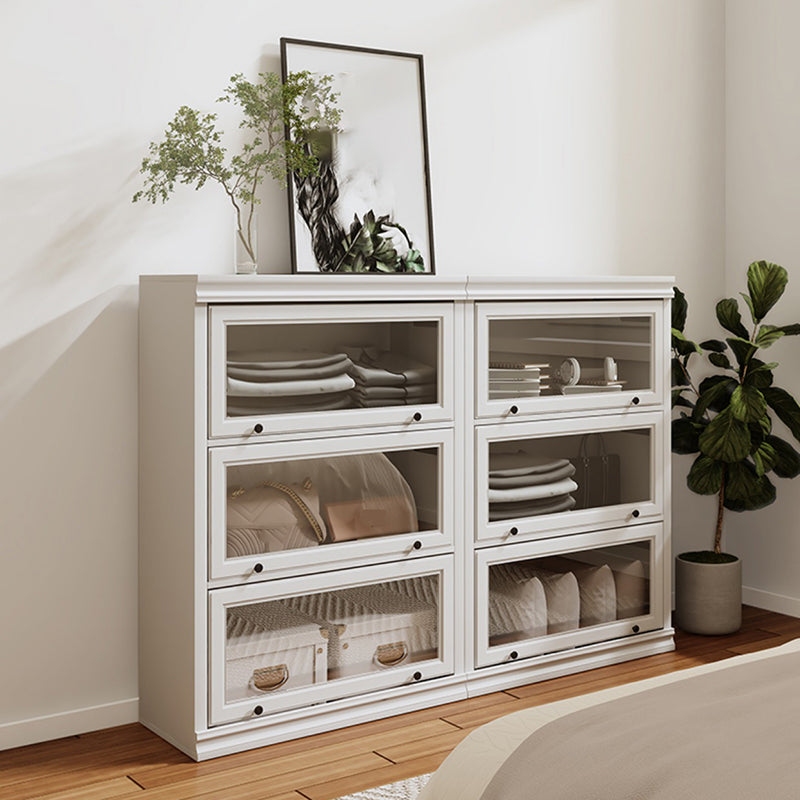 Modern Closed Back Standard Bookshelf Wooden Bookcase in White for Study Room