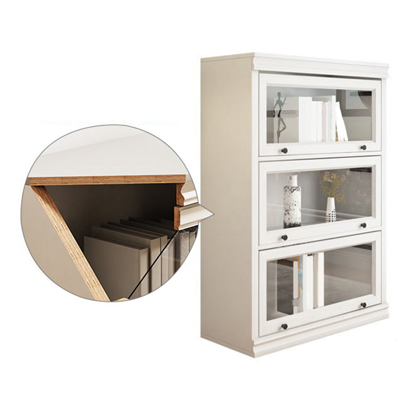 Modern Closed Back Standard Bookshelf Wooden Bookcase in White for Study Room