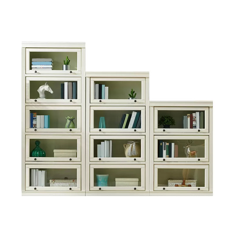 Modern Closed Back Standard Bookshelf Wooden Bookcase in White for Study Room
