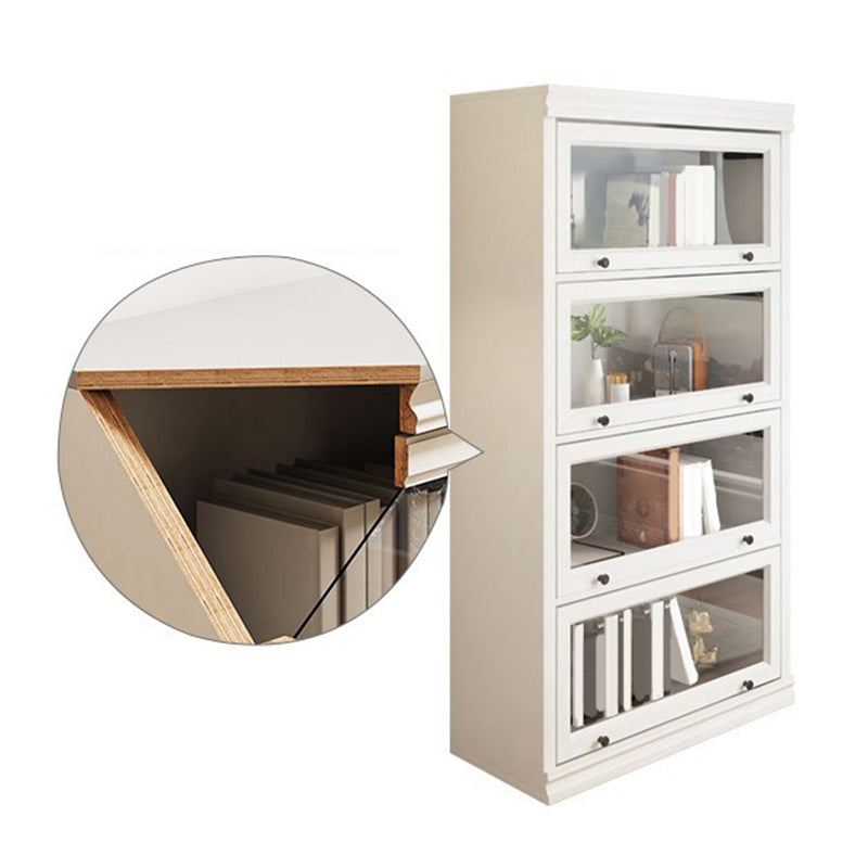 Modern Closed Back Standard Bookshelf Wooden Bookcase in White for Study Room