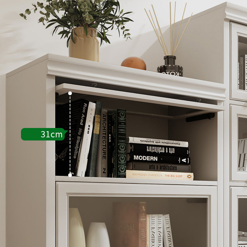 Modern Closed Back Standard Bookshelf Wooden Bookcase in White for Study Room