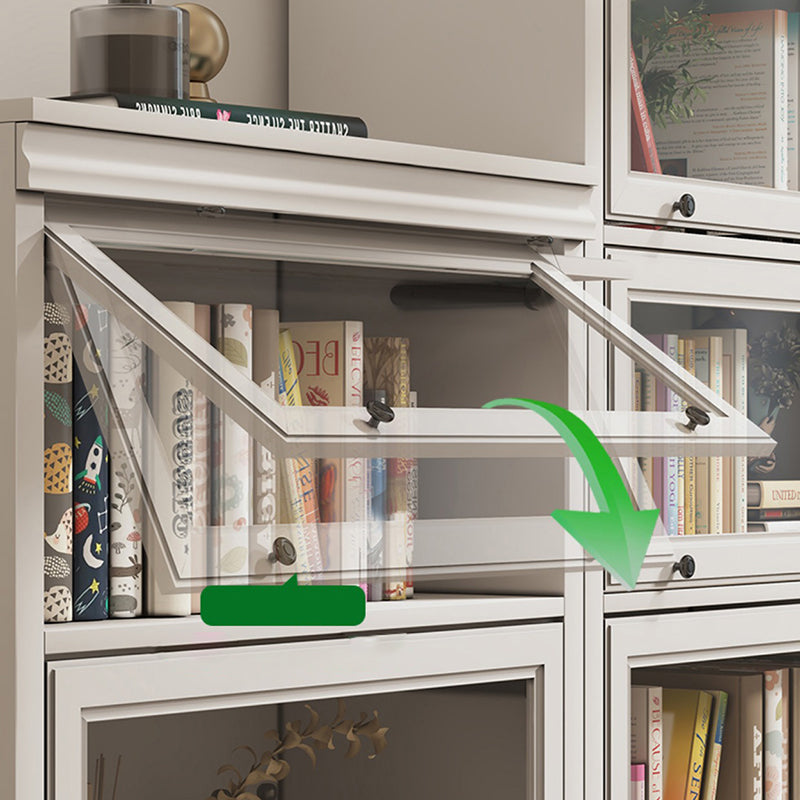 Modern Closed Back Standard Bookshelf Wooden Bookcase in White for Study Room
