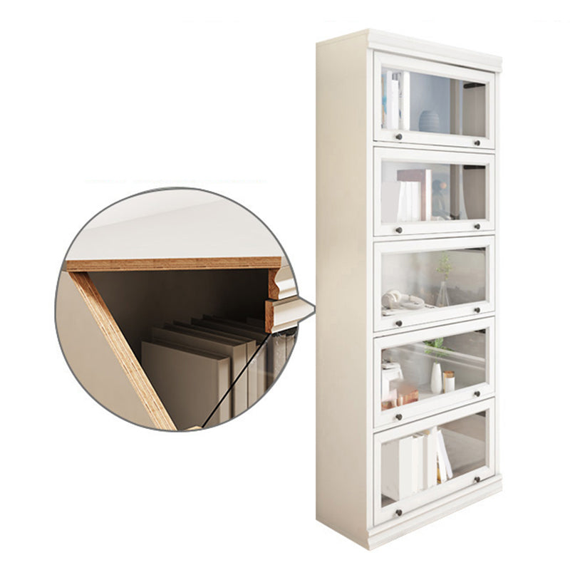 Modern Closed Back Standard Bookshelf Wooden Bookcase in White for Study Room