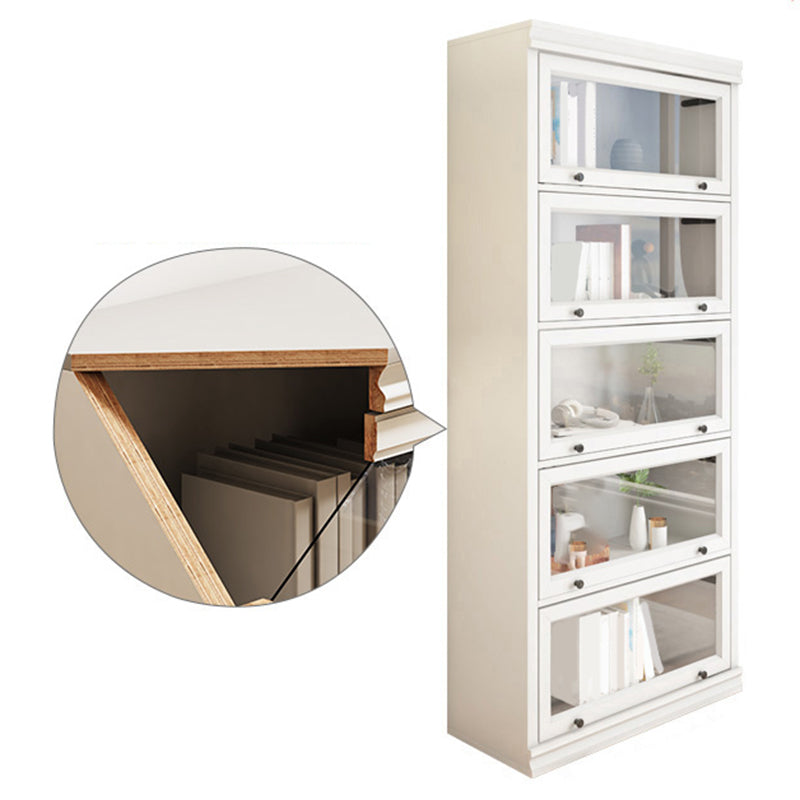 Modern Closed Back Standard Bookshelf Wooden Bookcase in White for Study Room