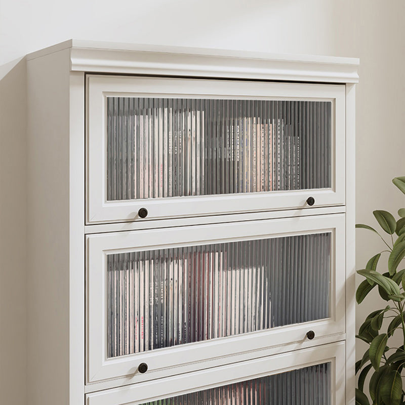 Modern Closed Back Standard Bookshelf Wooden Bookcase in White for Study Room