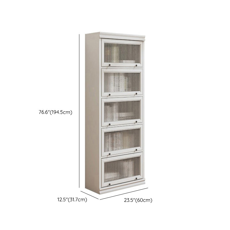 Modern Closed Back Standard Bookshelf Wooden Bookcase in White for Study Room