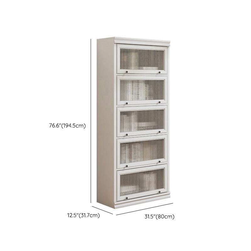 Modern Closed Back Standard Bookshelf Wooden Bookcase in White for Study Room