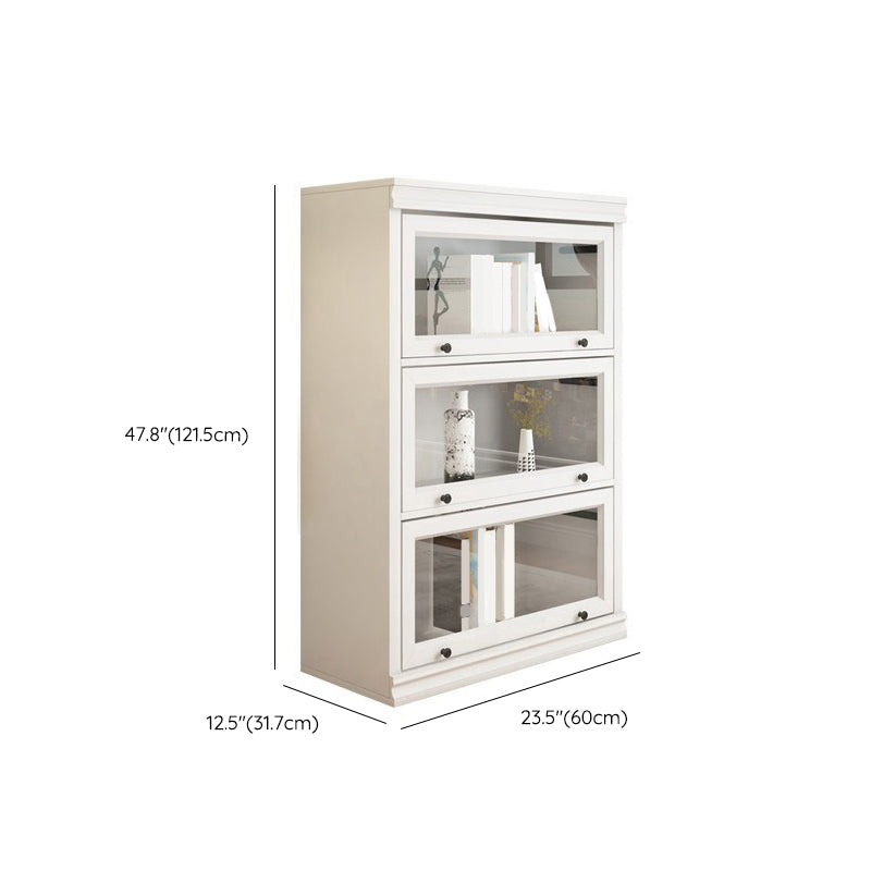 Modern Closed Back Standard Bookshelf Wooden Bookcase in White for Study Room