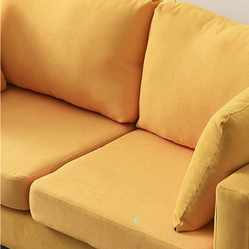 Contemporary Sofa with 2 Pillows Square Arm Living Room Fabric Seating