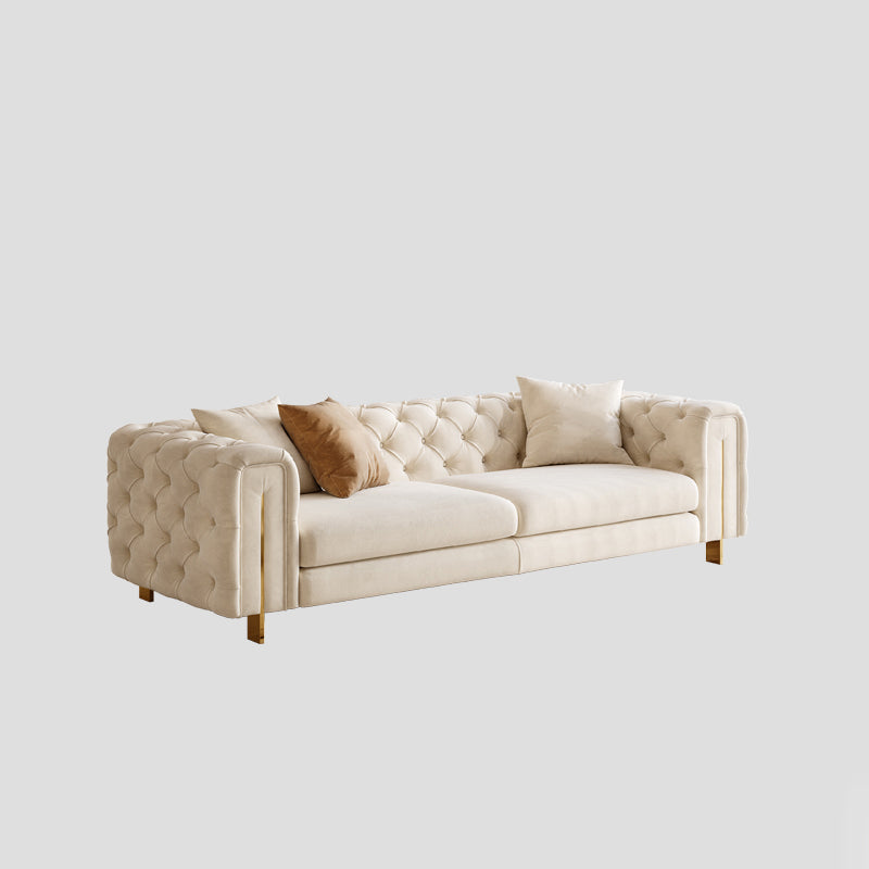 Contemporary Velet Seating Tufted Back Square Arm Sofa for Living Room