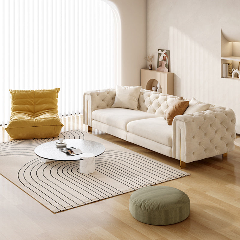 Contemporary Velet Seating Tufted Back Square Arm Sofa for Living Room