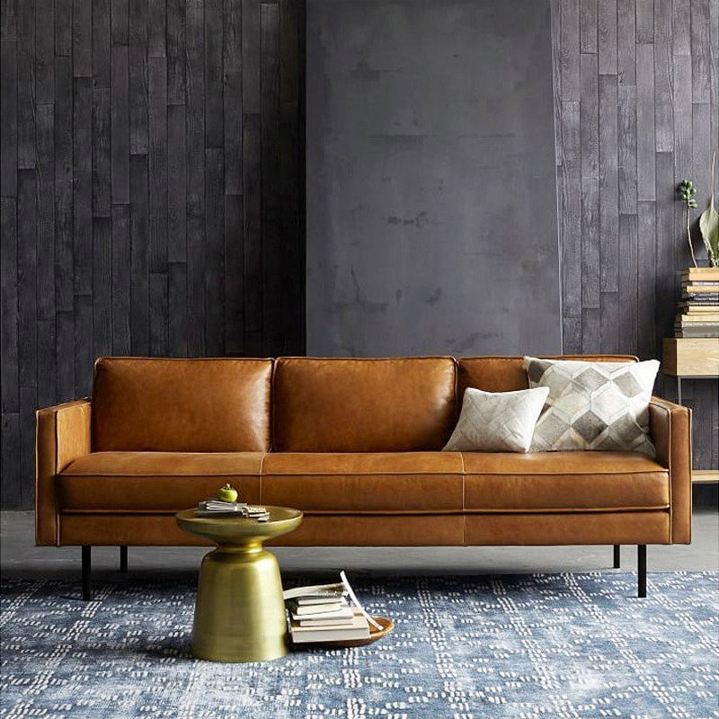 Faux Leather Tufted Back Convertible Sofa Nordic Style Living Room Seating