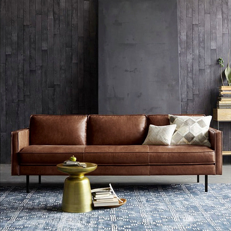 Faux Leather Tufted Back Convertible Sofa Nordic Style Living Room Seating