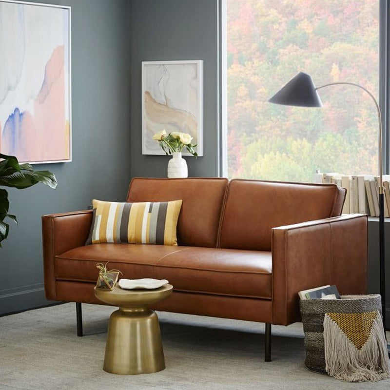 Faux Leather Tufted Back Convertible Sofa Nordic Style Living Room Seating