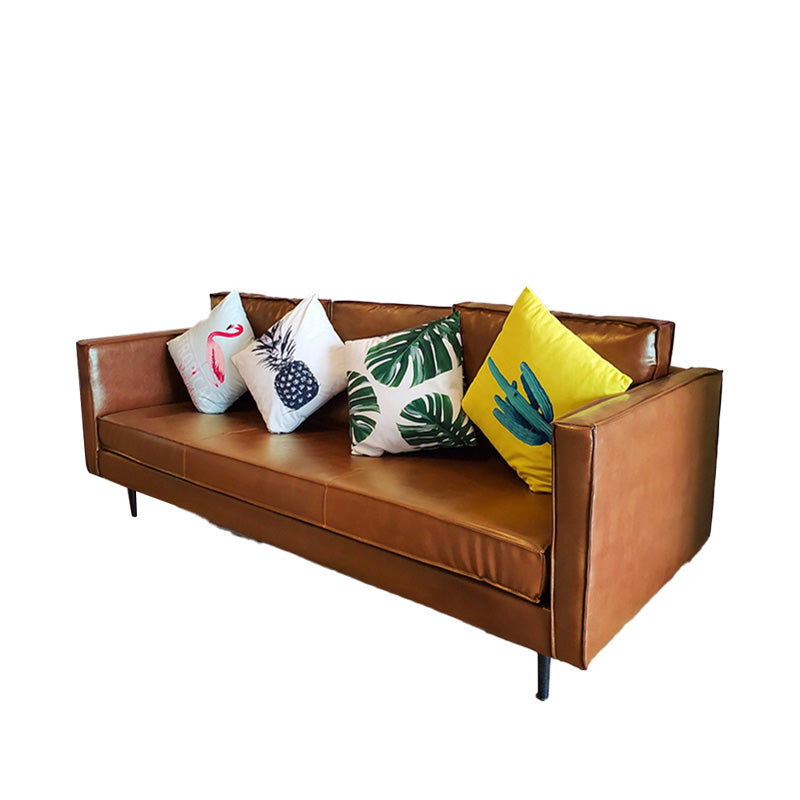 Faux Leather Tufted Back Convertible Sofa Nordic Style Living Room Seating