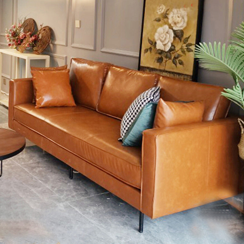 Faux Leather Tufted Back Convertible Sofa Nordic Style Living Room Seating