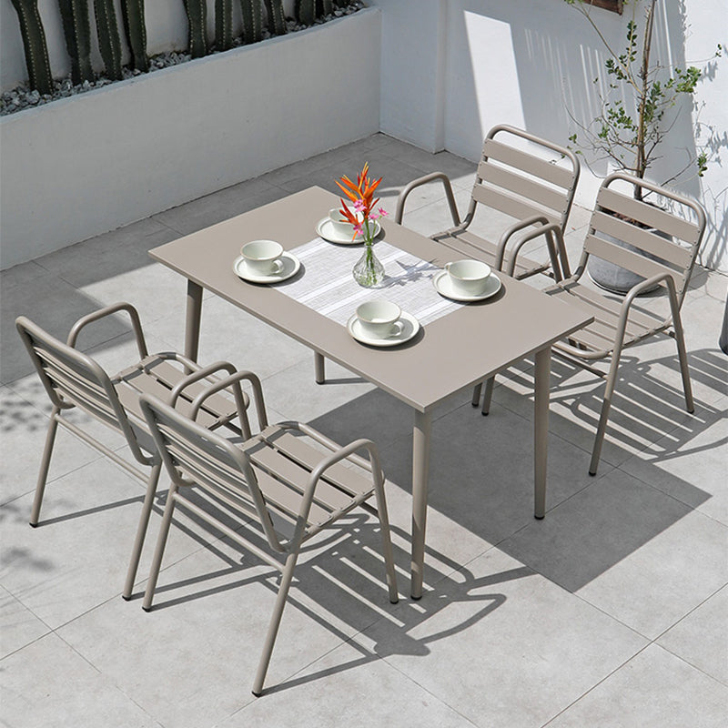 Industrial Armchair Open Back Metal Patio Dining Chair with Arm