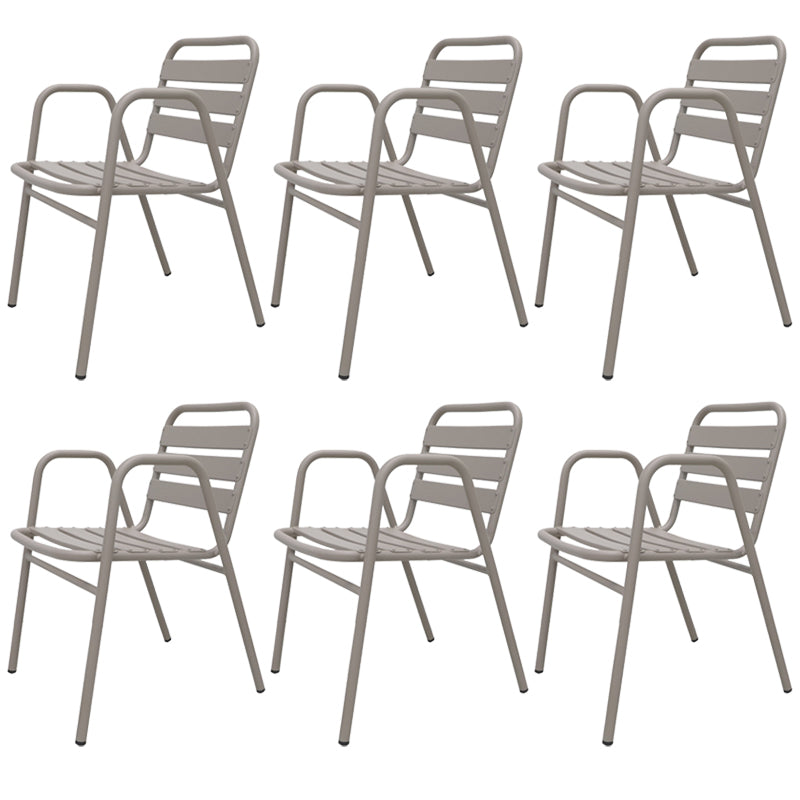 Industrial Armchair Open Back Metal Patio Dining Chair with Arm