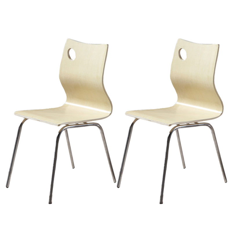 Contemporary Outdoor Chair Wood and Metal Patio Dining Chair