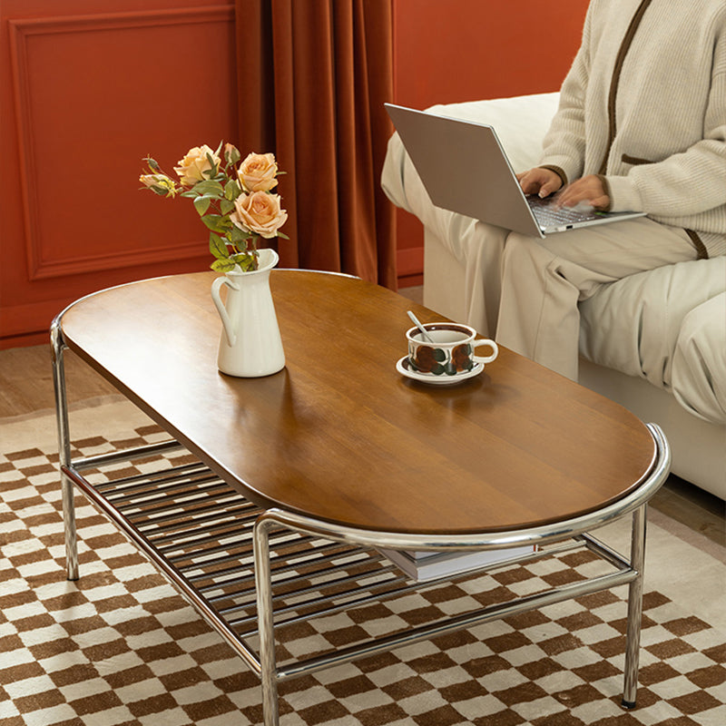 Modern Frame Coffee Table Black Wood Coffee Cocktail Table with Shelf