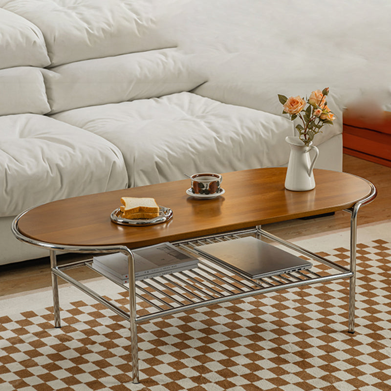 Modern Frame Coffee Table Black Wood Coffee Cocktail Table with Shelf