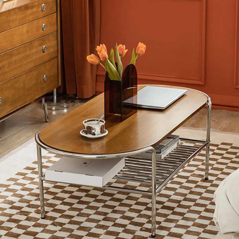 Modern Frame Coffee Table Black Wood Coffee Cocktail Table with Shelf